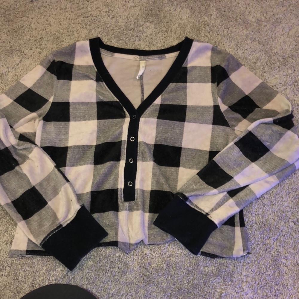 plaid cropped pj shirt